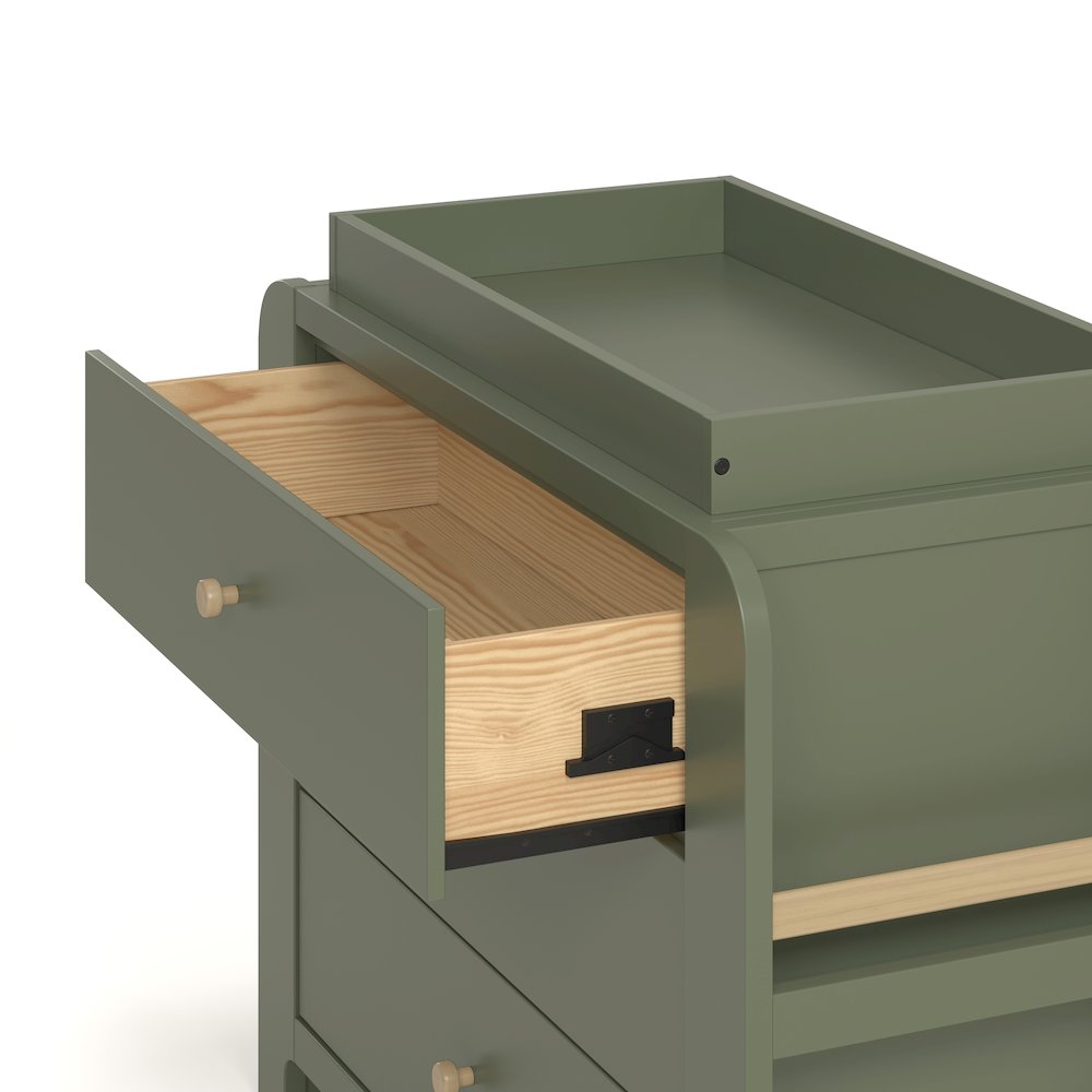Read-With-Me 3 Drawer Chest with Topper -Olive/Driftwood