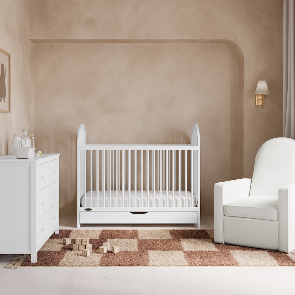Olivia 3-In-1 Convertible Crib With Drawer-White