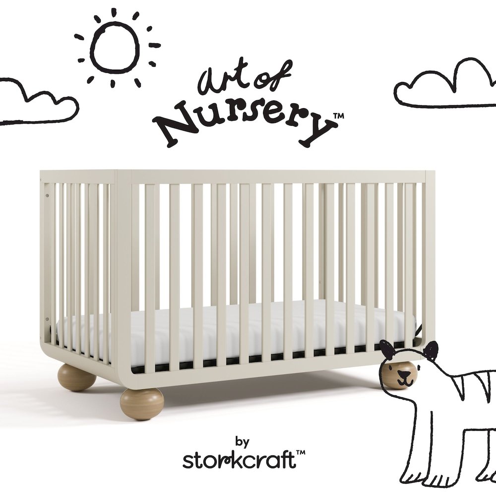 Amalfi Convertible Crib- Frosted Oat/Driftwood