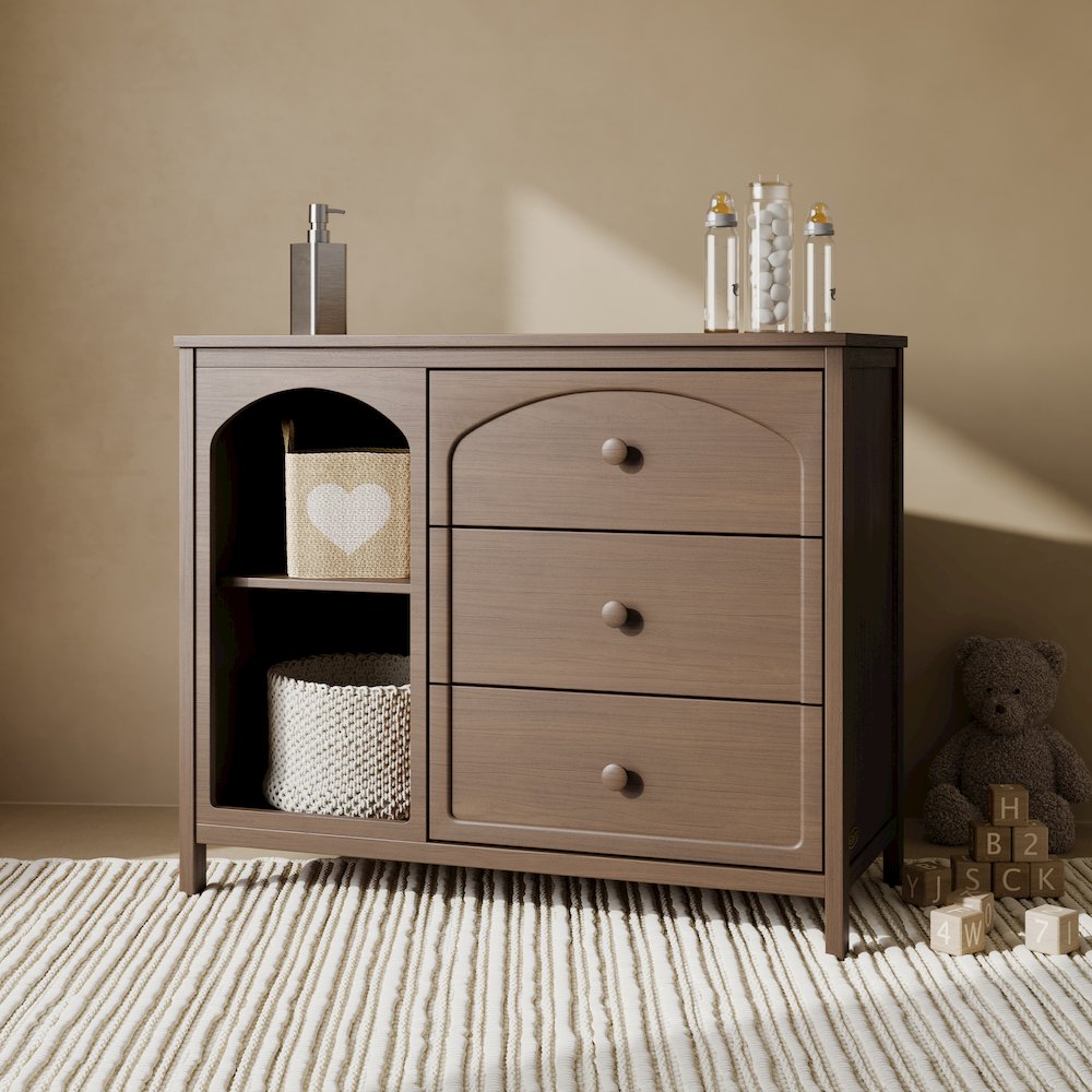 Olivia 3 Drawer Combo Dresser-Hazelnut