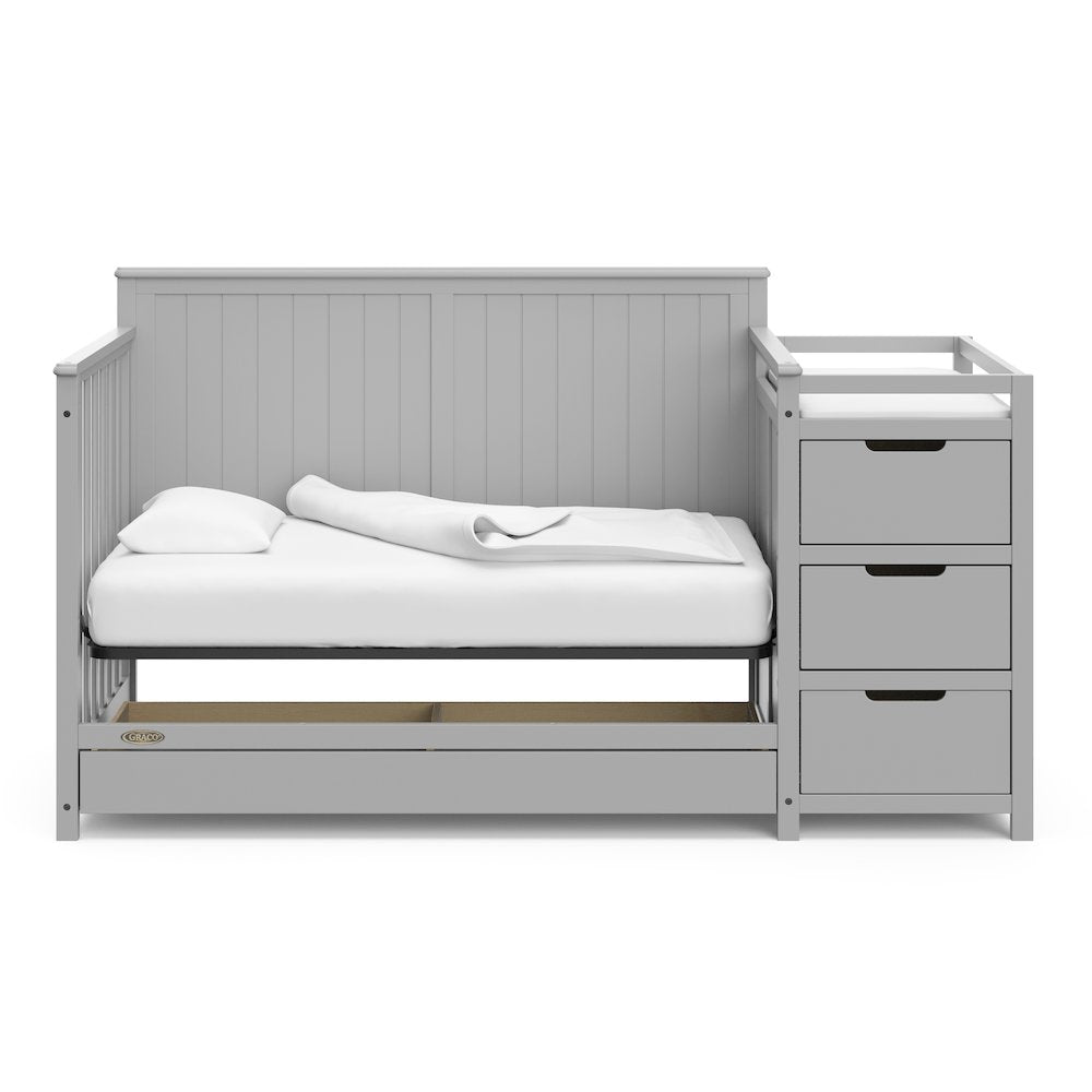 Graco Hadley 5-in-1 Convertible Crib and Changer with Drawer (Pebble Gray)