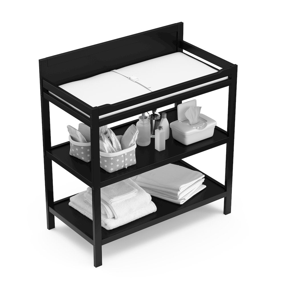 Storkcraft Alpine Changing Table (Black) - Includes Water Resistant Changing Pad