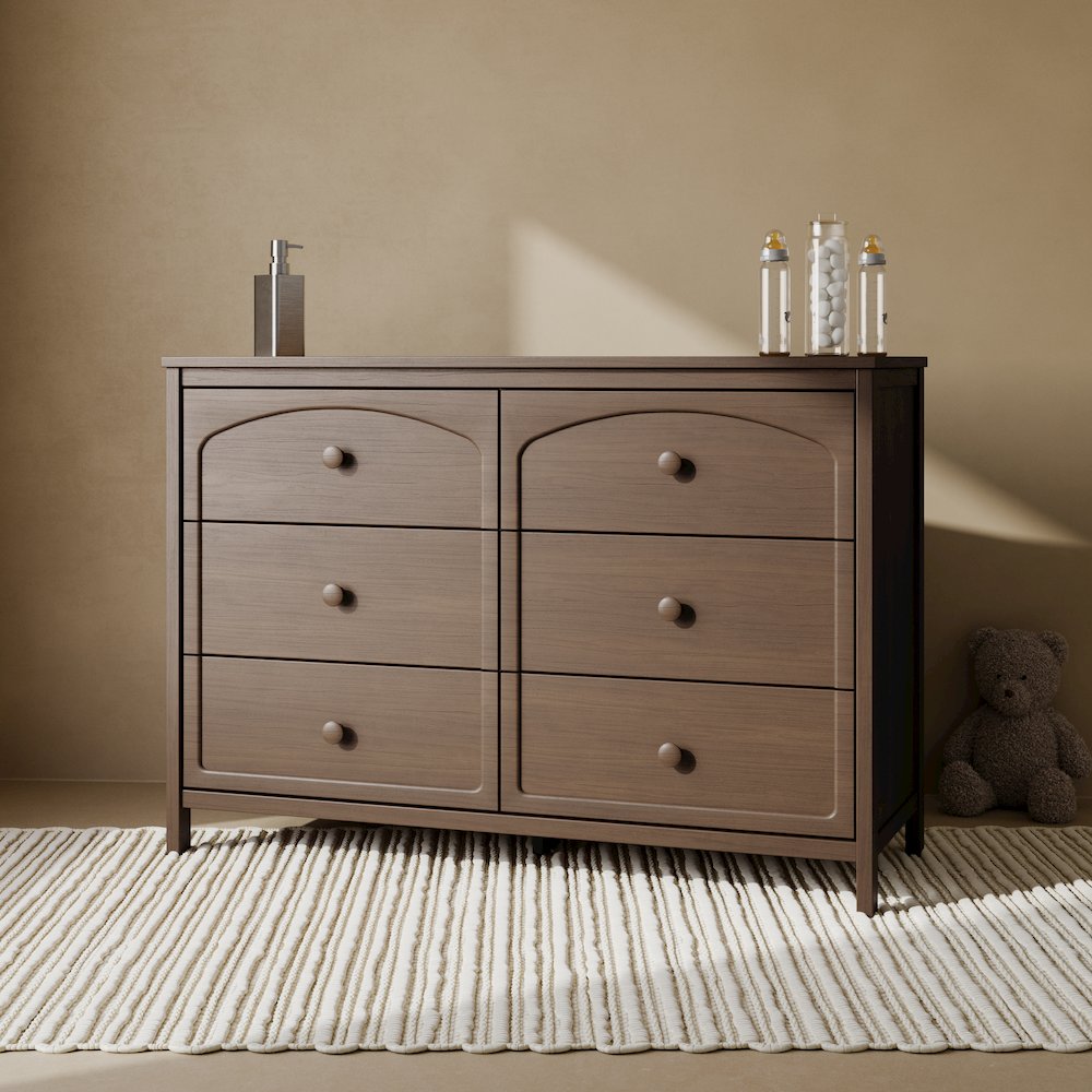 Olivia 6 Drawer Dresser-Hazelnut