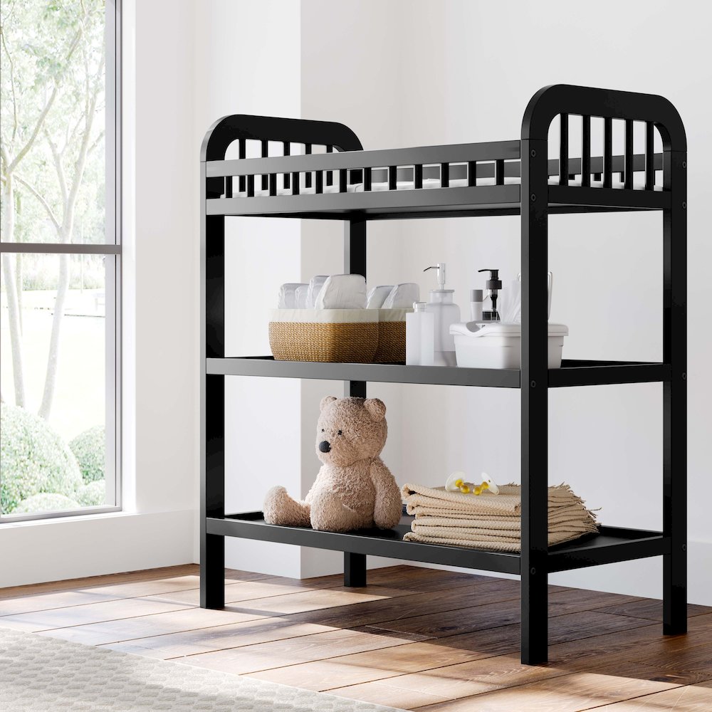 Storkcraft Pasadena Changing Table with Water-Resistant Changing Pad - Black