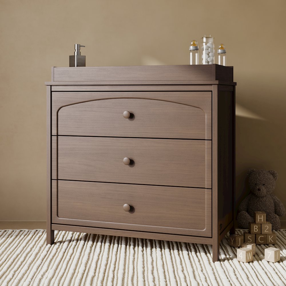Olivia 3 Drawer Chest with Topper-Hazelnut