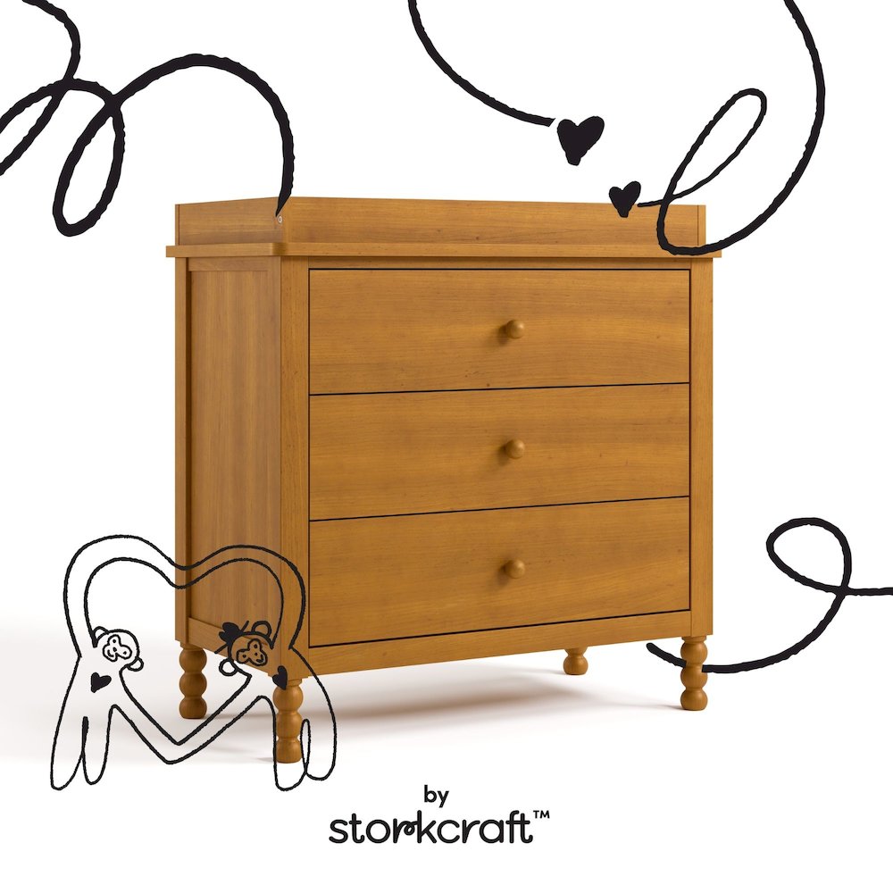 Rio 3 Drawer Chest with Topper-Almond