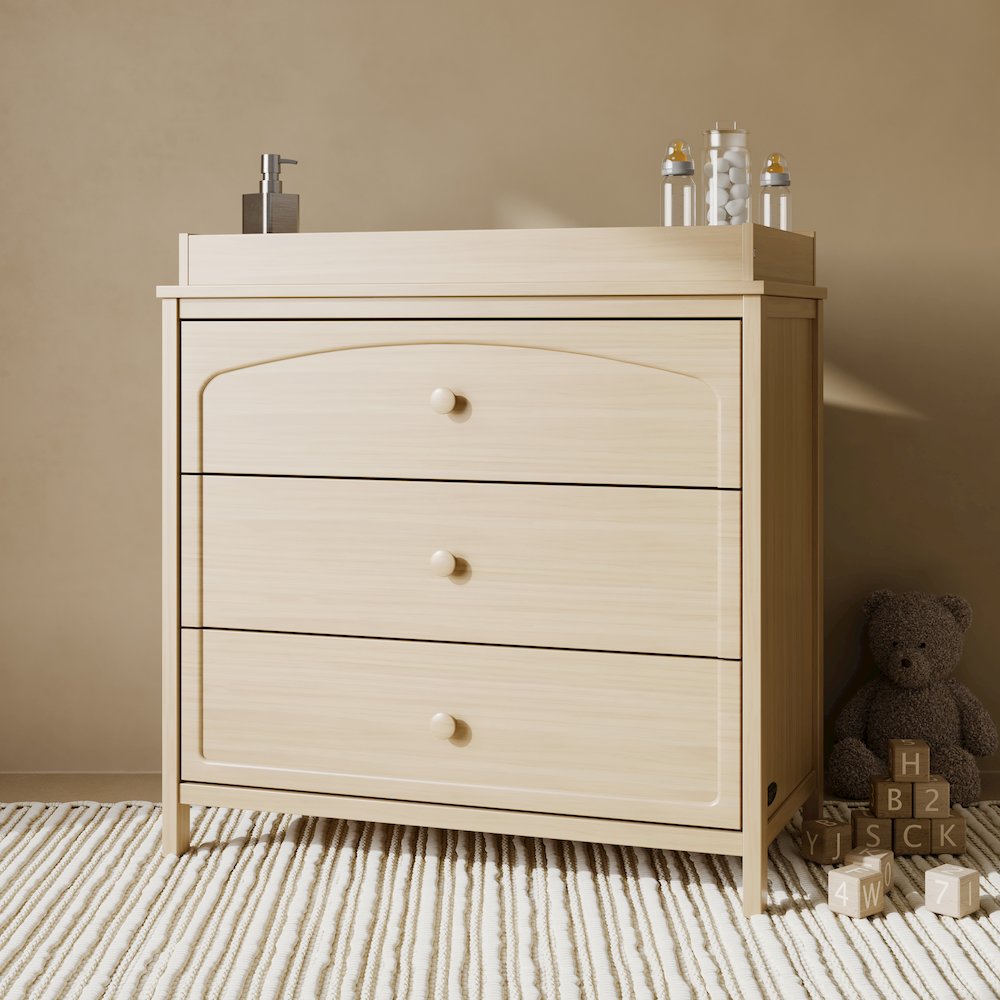 Olivia 3 Drawer Chest with Topper-Driftwood