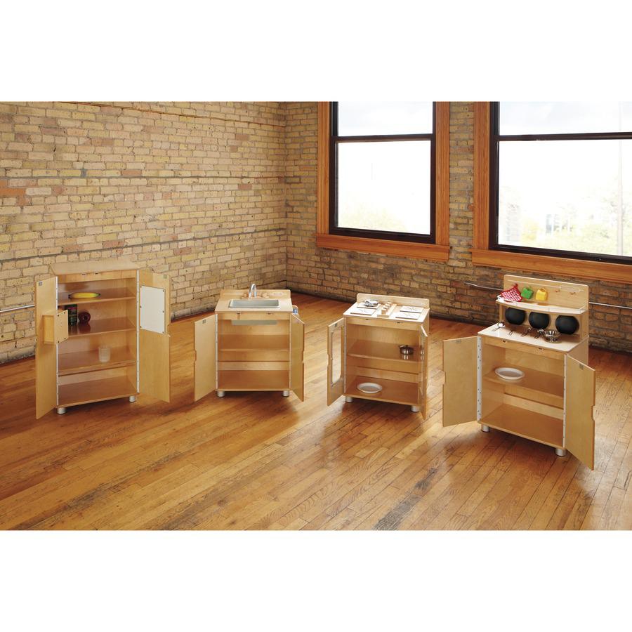 Jonti-Craft - TrueModern Play Kitchen Fridge - 1 Each - Baltic - Anodized Aluminum