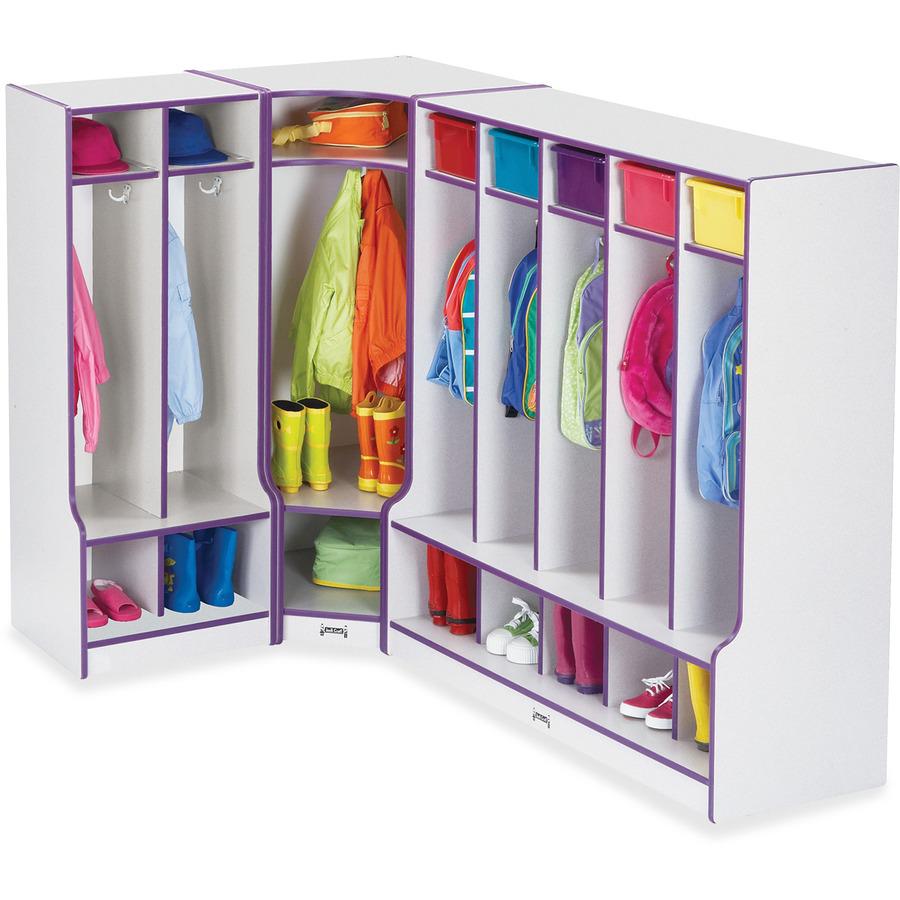Jonti-Craft Rainbow Accents Double Coat Hooks Step Locker - 2 Compartment(s) - 50.5" Height x 20" Width x 17.5" Depth - Double Hook, Durable - Navy - 1 Each