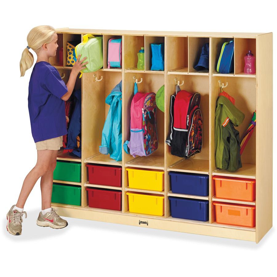 Jonti-Craft Rainbow Accents Large Locker Organizer - 4 Tier(s) - 50.5" Height x 60" Width x 15" Depth - Double Hook, Rounded Corner, Durable, Stain Resistant, Yellowing Resistant - UV Acrylic - Baltic