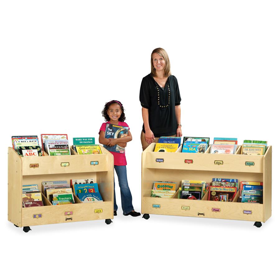 Jonti-Craft Mobile Section Book Storage Organizer - 8 Compartment(s) - 29.5" Height x 48" Width x 16" Depth - Label Holder, Lockable Casters, Rounded Corner, Durable, Yellowing Resistant - Baltic - Ac