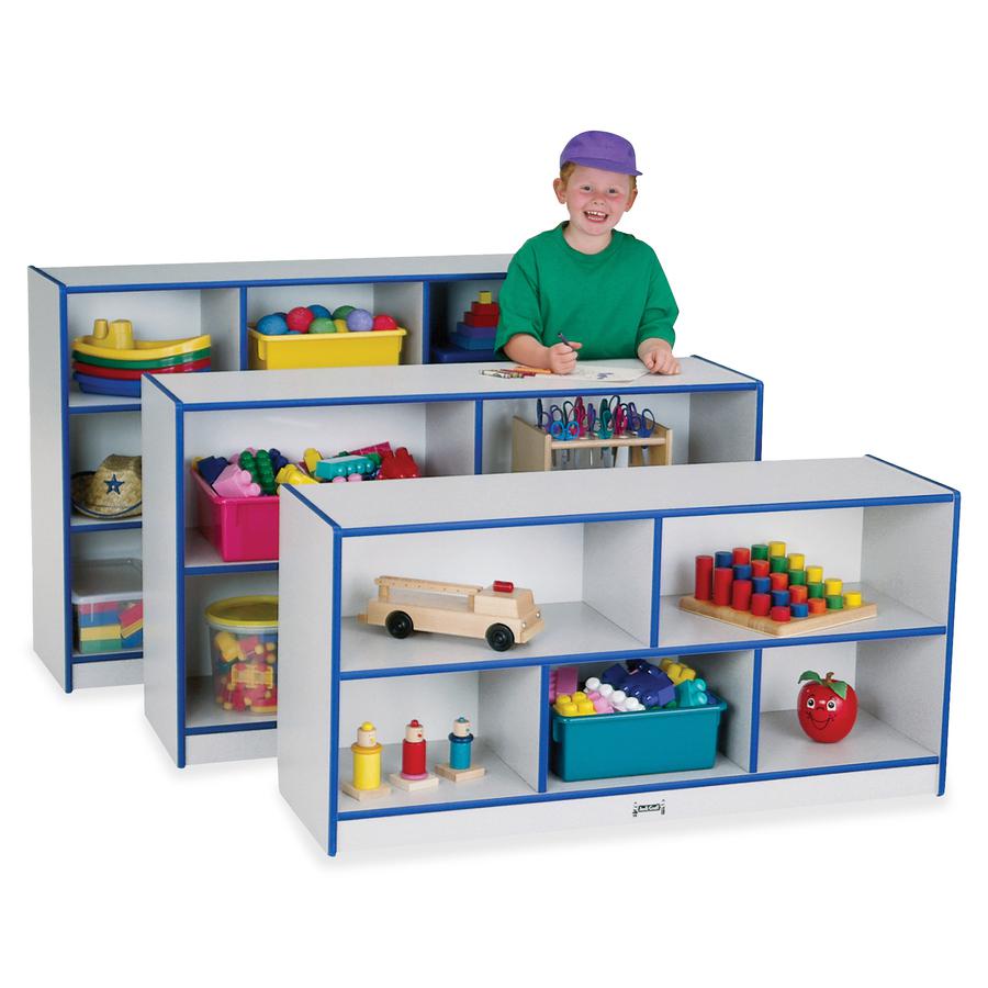 Jonti-Craft Rainbow Accents Low Open Single Storage Shelf - 29.5" Height x 48" Width x 15" Depth - Laminated, Durable - Black - Rubber - 1 Each