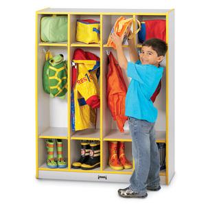 Jonti-Craft Rainbow Accents 4 Section Coat Locker - 4 Compartment(s) - 50.5" Height x 39" Width x 15" Depth - Laminated, Durable - Blue - 1 Each