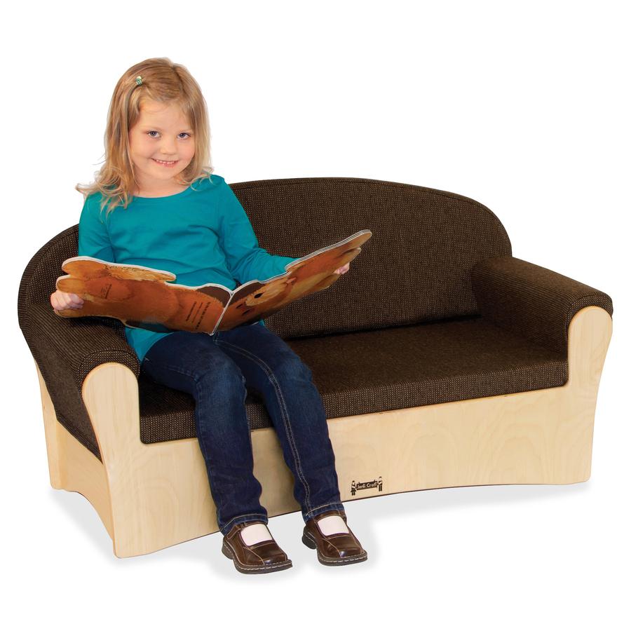 Jonti-Craft Komfy Children's Sofa - 42.5" x 19.5" x 23" - Fabric Espresso Seat - Espresso Back - 1 Each