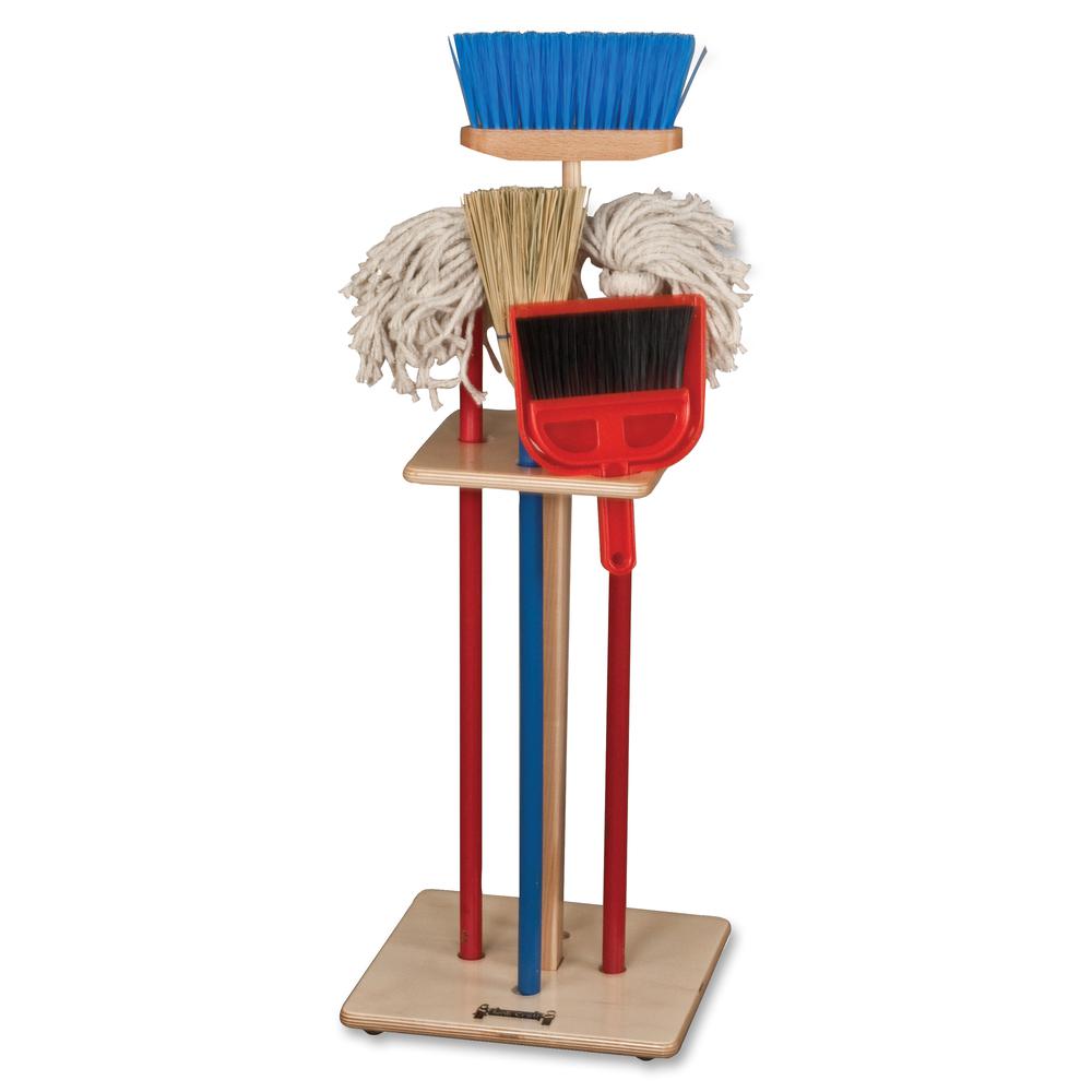 Jonti-Craft - Housecleaning Set-n-Rack - 1 Each - Wood Grain