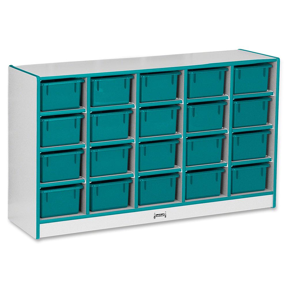 Jonti-Craft Rainbow Accents Cubbie-trays Storage Unit - 29.5" Height x 48" Width x 15" Depth - Laminated, Durable - Teal - Rubber - 1 Each