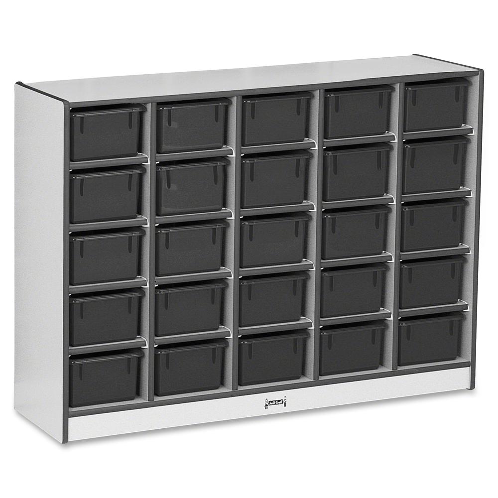 Jonti-Craft Rainbow Accents Cubbie-trays Storage Unit - 25 Compartment(s) - 35.5" Height x 48" Width x 15" Depth - Laminated, Durable - Black - Rubber - 1 Each