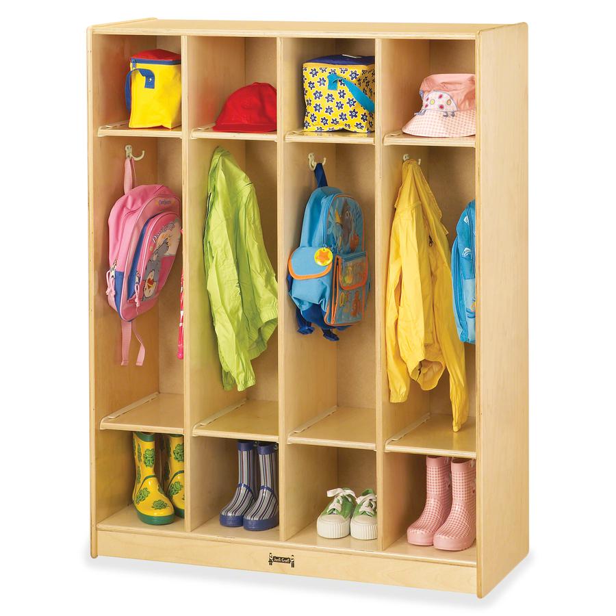 Jonti-Craft Rainbow Accents 4-section Coat Locker - 4 Compartment(s) - 50.5" Height x 39" Width x 15" Depth - Baltic - Acrylic - 1 Each