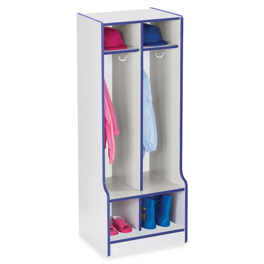 Jonti-Craft Rainbow Accents Double Coat Hooks Step Locker - 2 Compartment(s) - 50.5" Height x 20" Width x 17.5" Depth - Double Hook, Durable - Blue - 1 Each