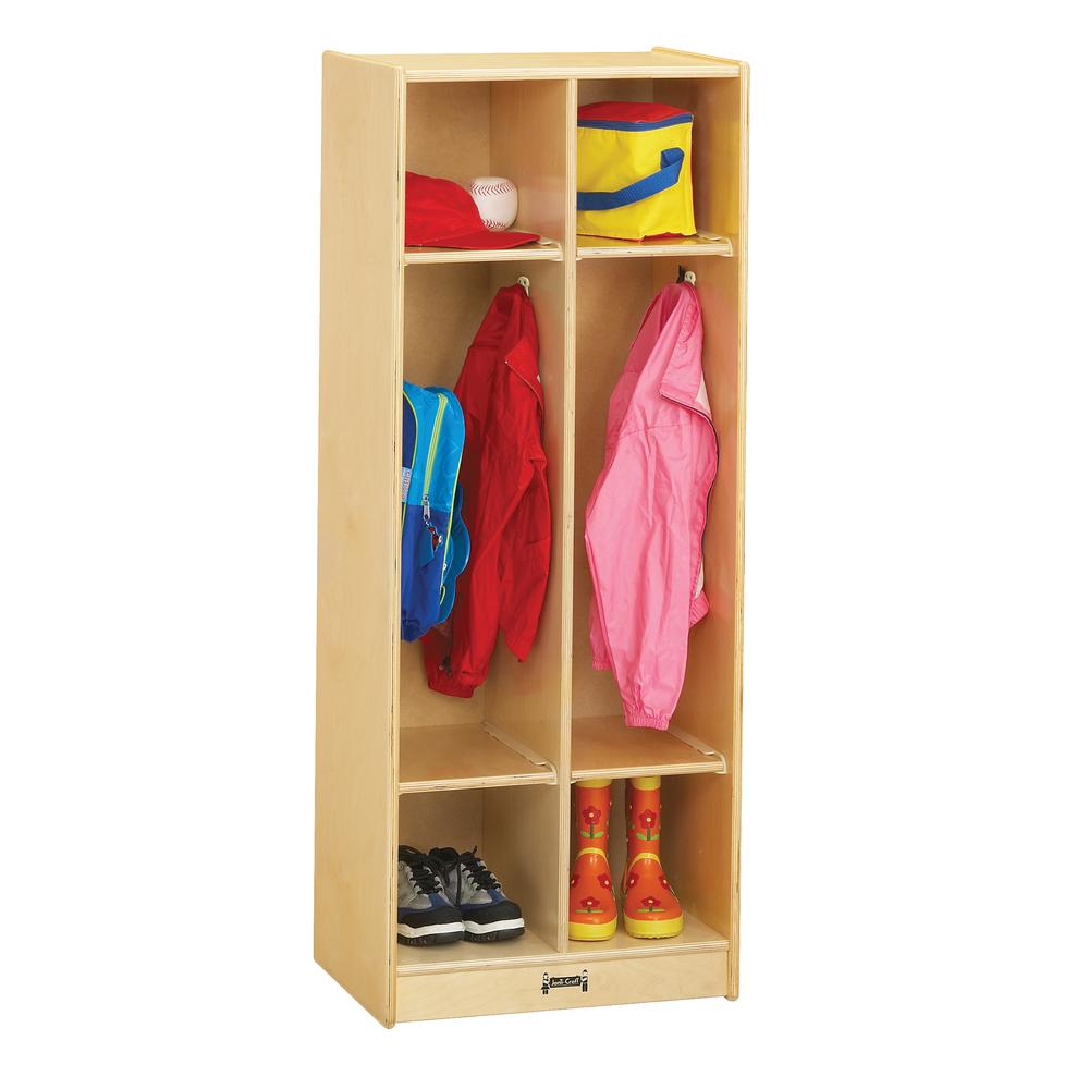Jonti-Craft Rainbow Accents 2 Section Coat Locker - 2 Compartment(s) - 50.5" Height x 20" Width x 15" Depth - Double Hook, Durable, Rounded Corner, Yellowing Resistant - UV Acrylic - Baltic - Birch Pl