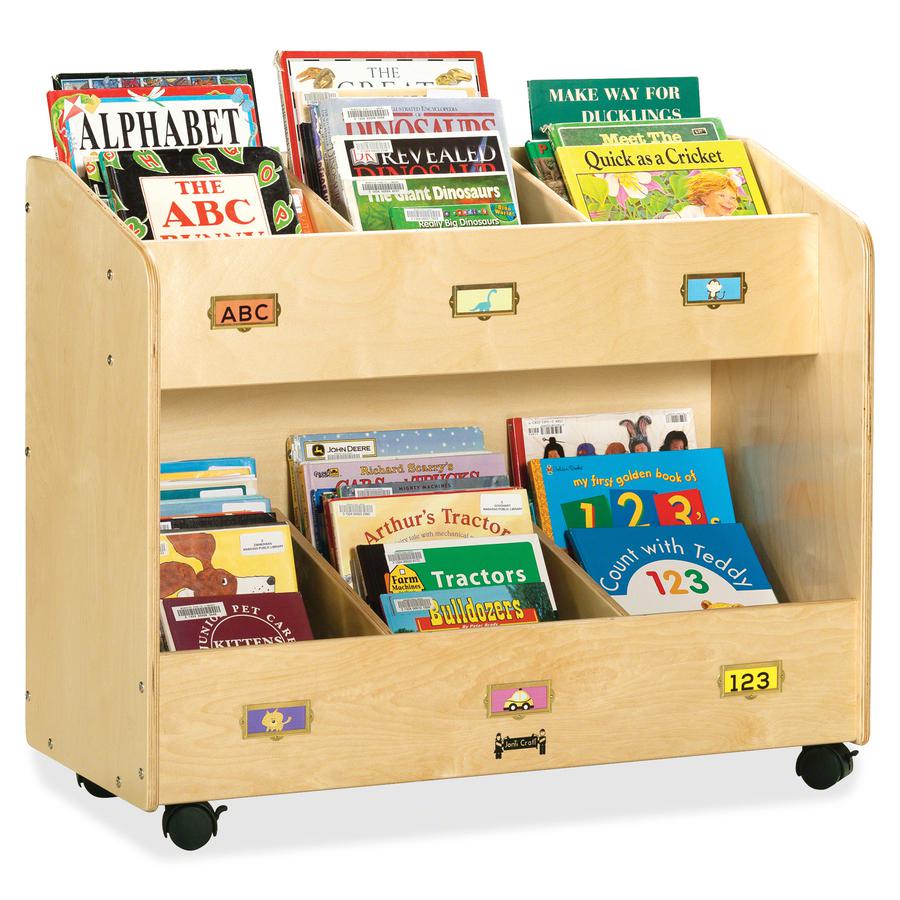 Jonti-Craft Mobile Section Book Storage Organizer - 6 Compartment(s) - 29.5" Height x 36" Width x 16" Depth - Durable - Baltic - Acrylic - 1 Each