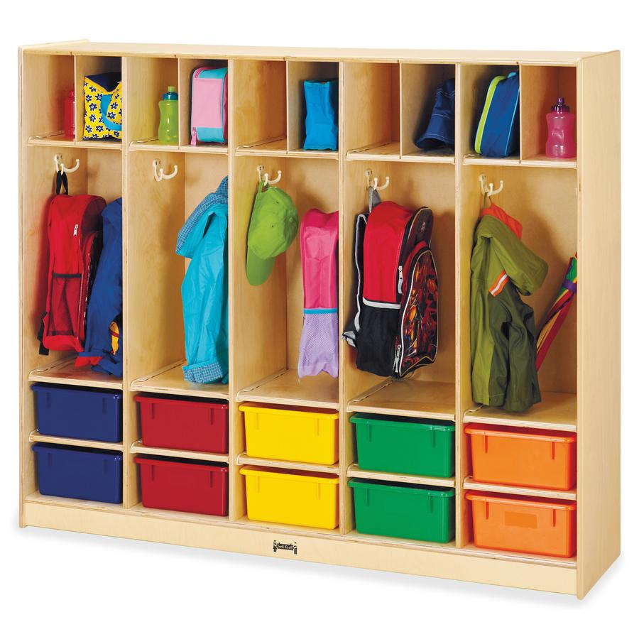 Jonti-Craft Rainbow Accents Large Locker Organizer - 4 Tier(s) - 50.5" Height x 60" Width x 15" Depth - Double Hook, Rounded Corner, Durable, Stain Resistant, Yellowing Resistant - UV Acrylic - Baltic