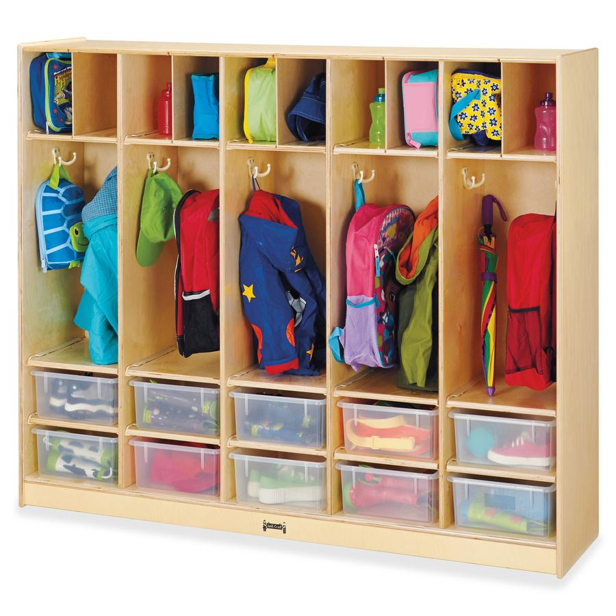 Jonti-Craft Rainbow Accents Large Locker Organizer - 4 Tier(s) - 50.5" Height x 60" Width x 15" Depth - Double Hook, Rounded Corner, Durable, Stain Resistant, Yellowing Resistant - UV Acrylic - Baltic