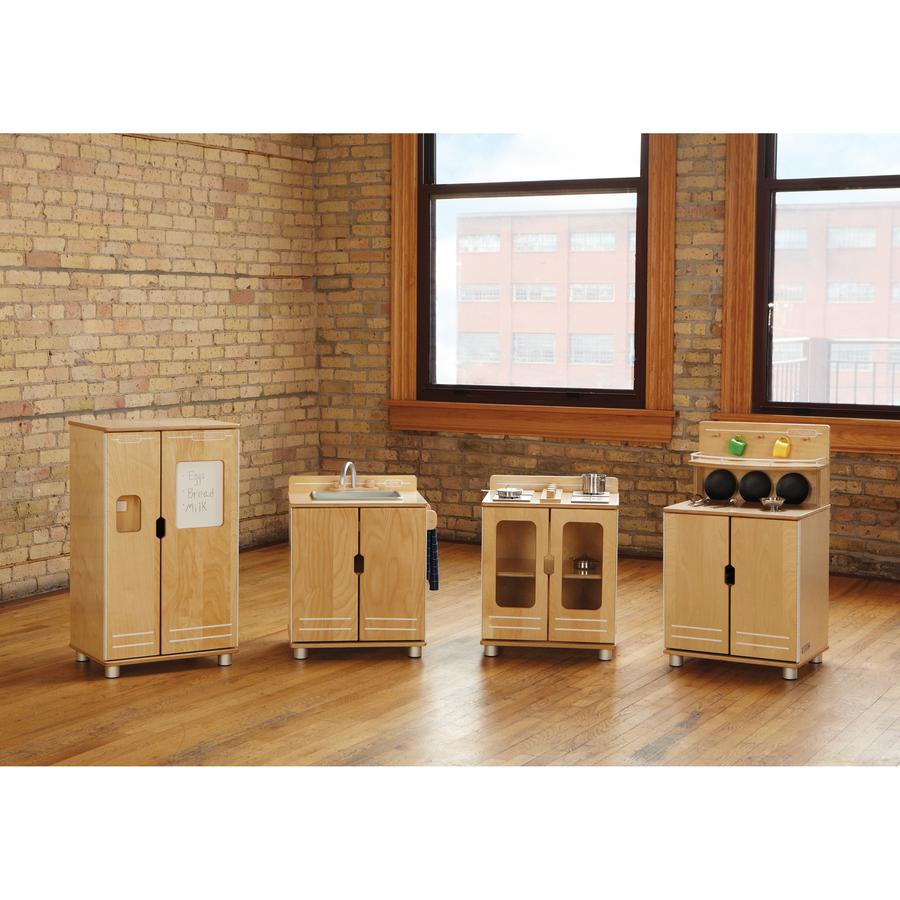 Jonti-Craft TrueModern 4-Piece Play Kitchen Set - 1 Each - Baltic - Anodized Aluminum