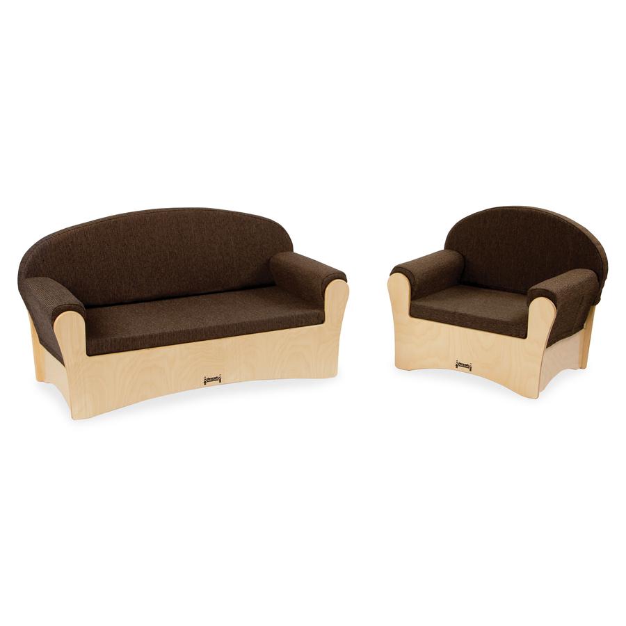 Jonti-Craft Komfy Sofa/Chair 2-piece Set - Rounded Edge - Material: Fabric, Foam, Acrylic - Finish: Baltic, Espresso - Comfortable, Durable, UV Resistant, Non-yellowing