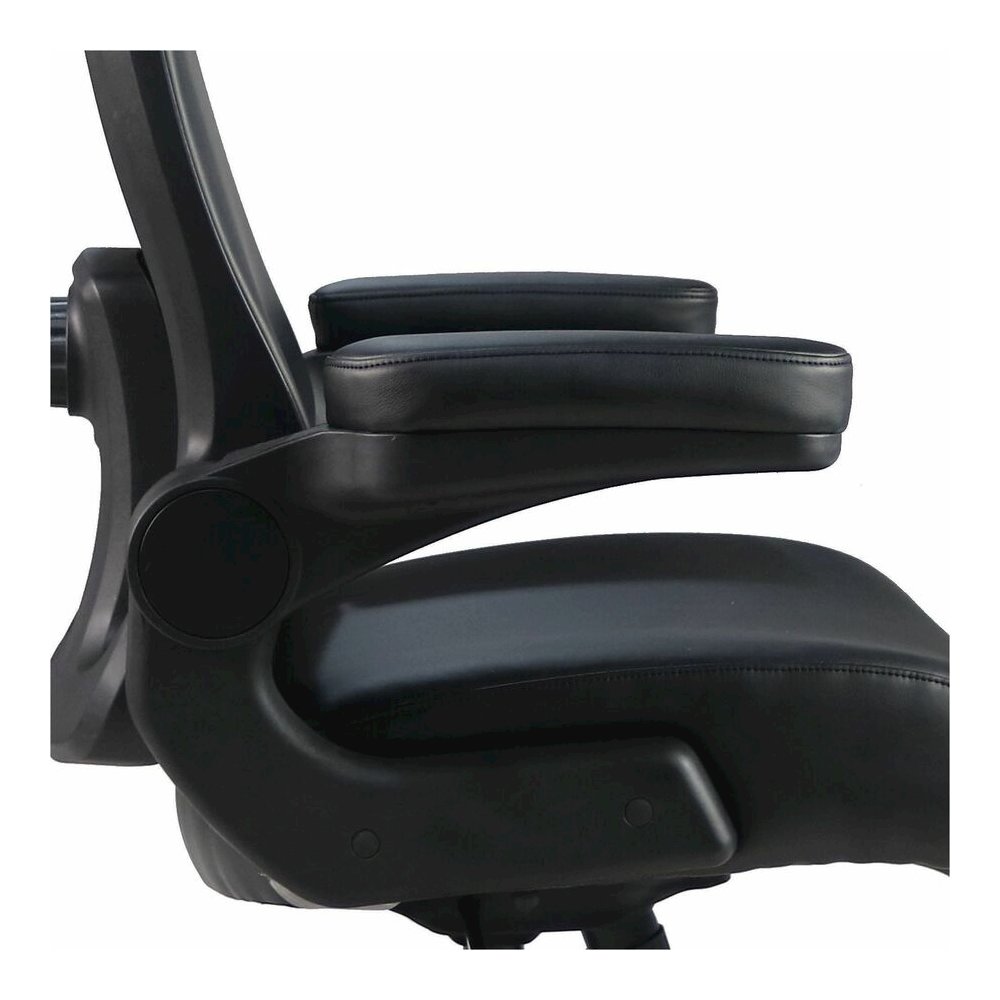 Lorell Big & Tall Flip Arm Chair - Black - Vinyl - Armrest