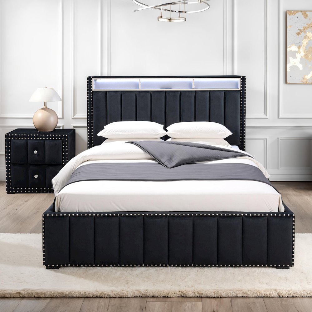 Fynor 2-Piece Velvet Kids Storage Platform Bedroom Set