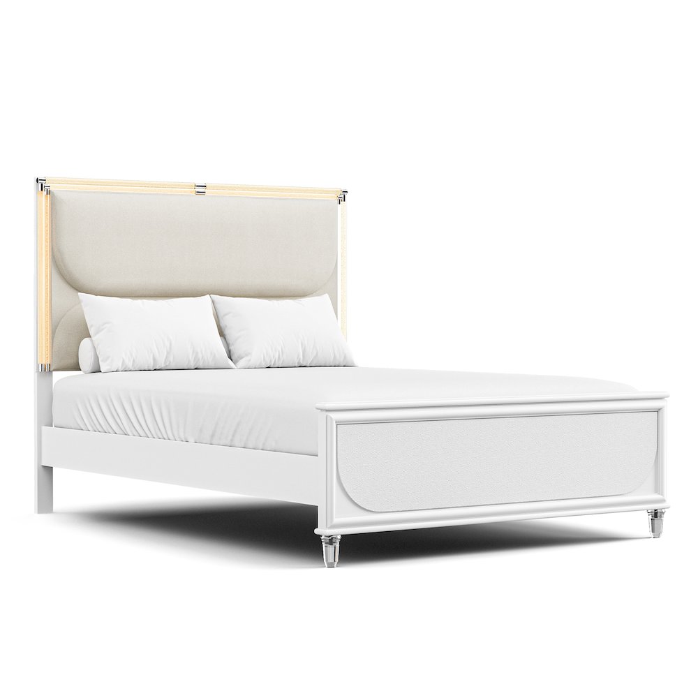 Glosan Modern 3-Piece Pearl White Kids Platform Bedroom Set