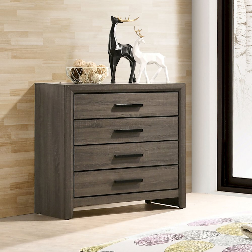Jaq Cottage Wood 4-Drawer Chest, Grey