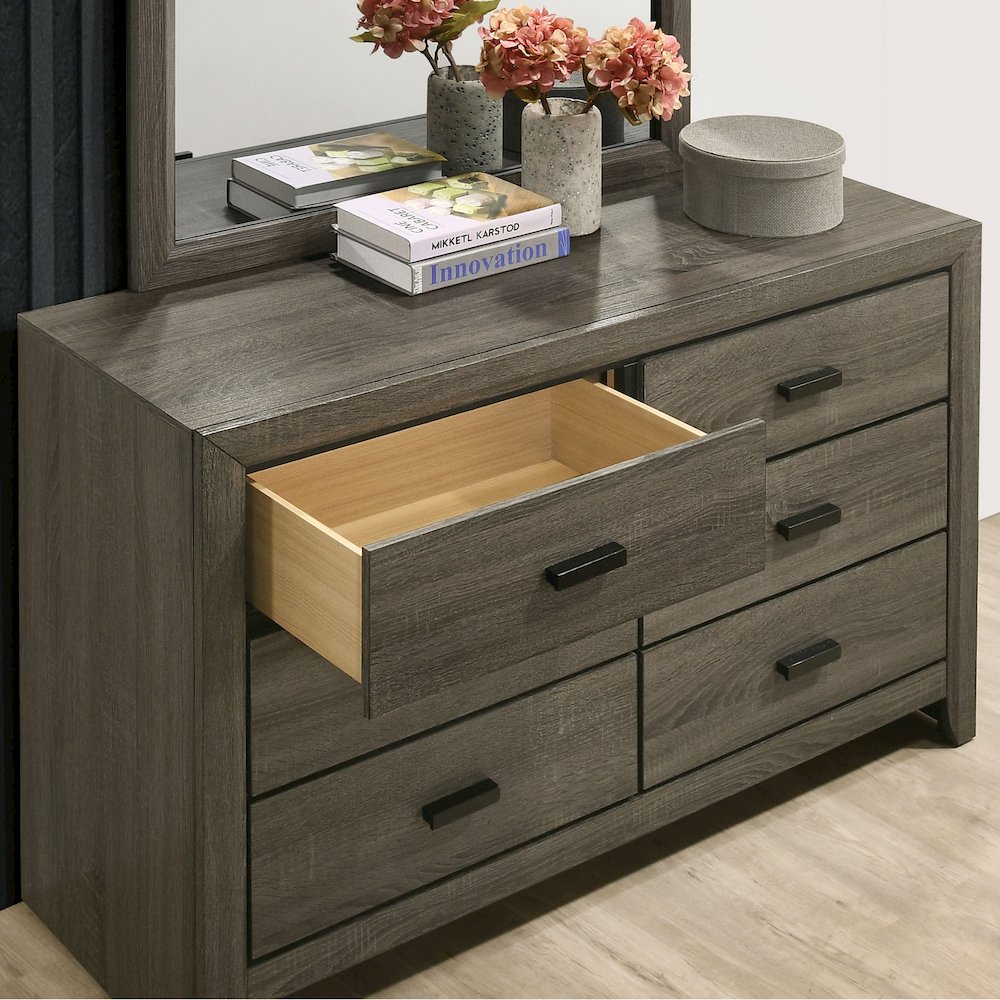 Jaq Cottage Wood 6-Drawer Dresser, Grey