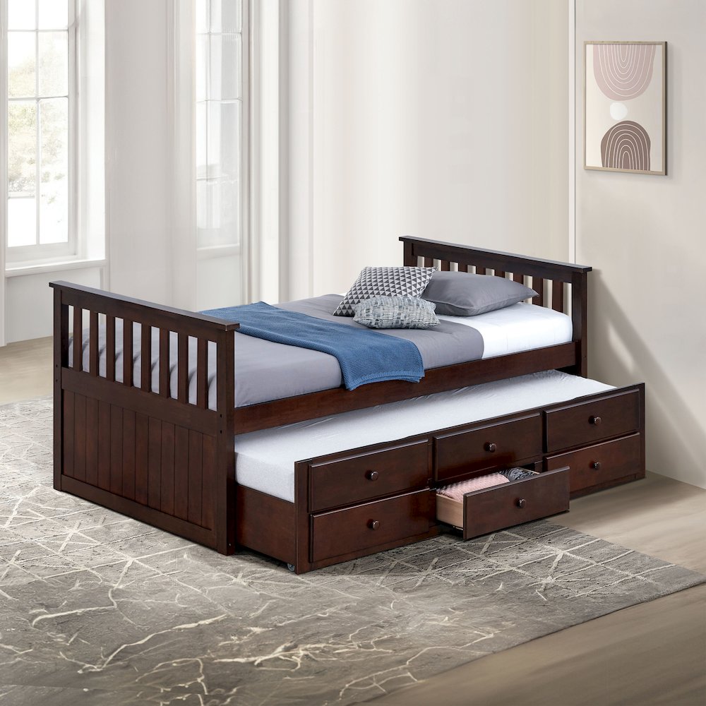 Aurelia Wood Twin Captain Bed with Trundle