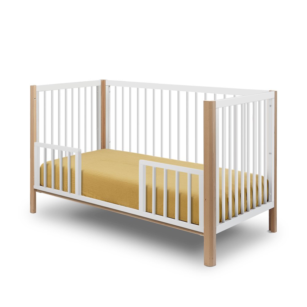 Happy Lux 3-in-1 Crib, Natural wood and White