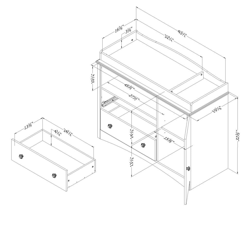 South Shore Peek-a-boo Changing Table, Pure White