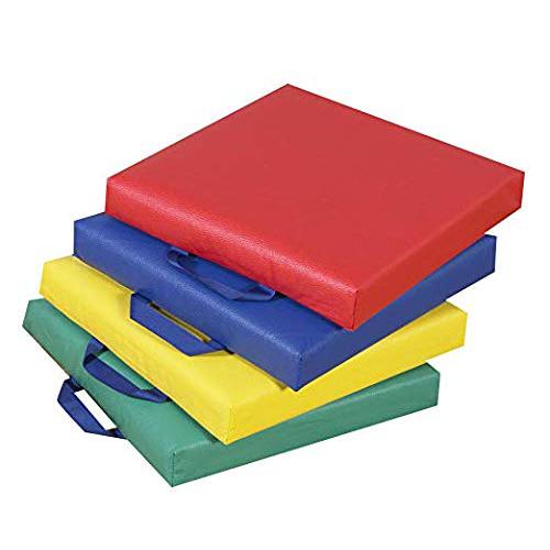 Primary Square Floor Cushions - Set of 4