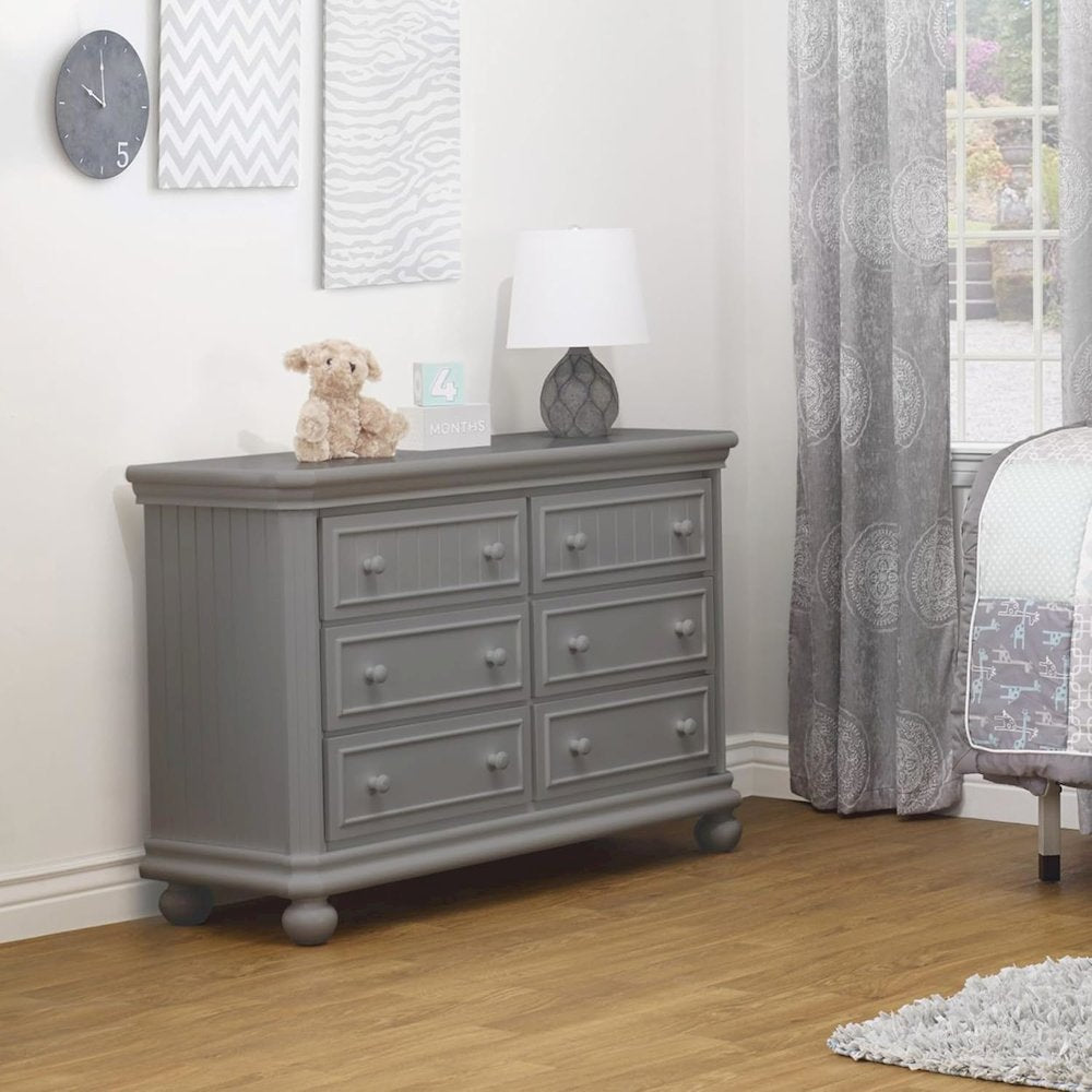 Sorelle Finley RTA 6 Drawer Double Dresser,Weathered Gray Color