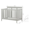 Cotton Candy Baby Crib 4 Heights with Toddler Rail, Soft Gray