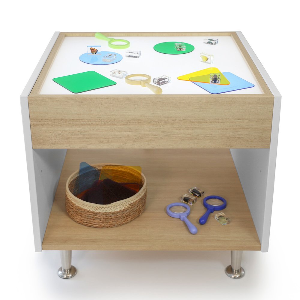 Adjustable Light Table in Brown and White Color