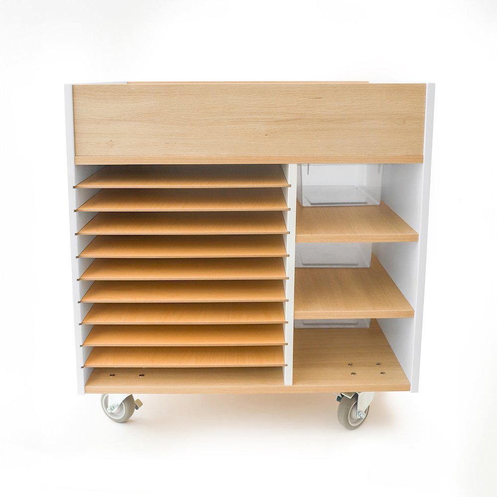 Art Supply Cart in Brown and White Color