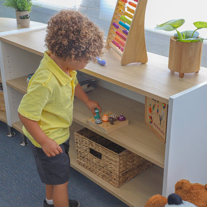 Adjustable Shelf Cabinet 27H in Brown and White Color