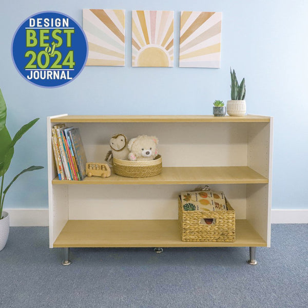 Adjustable Shelf Cabinet 33H in Brown and White Color