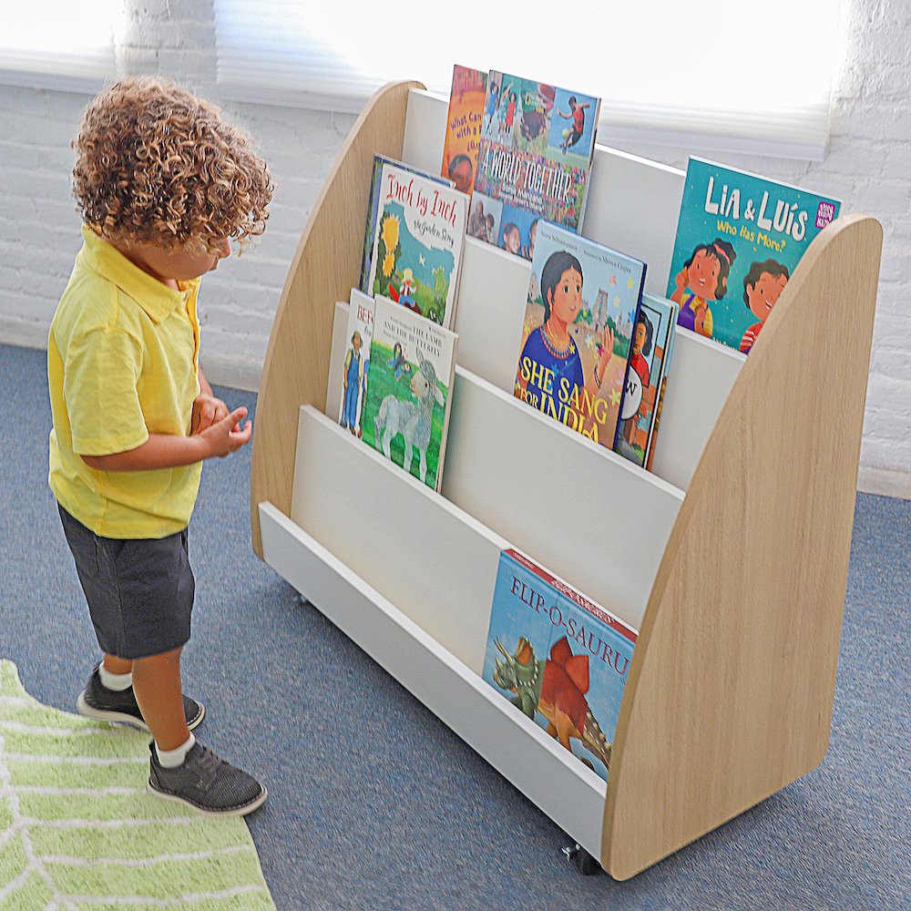 Mobile Book Display in Brown and White Color