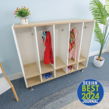 Five Section Coat Locker in Brown and White Color