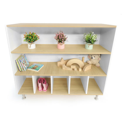 Cubby And Shelf Cabinet in Brown and White Color