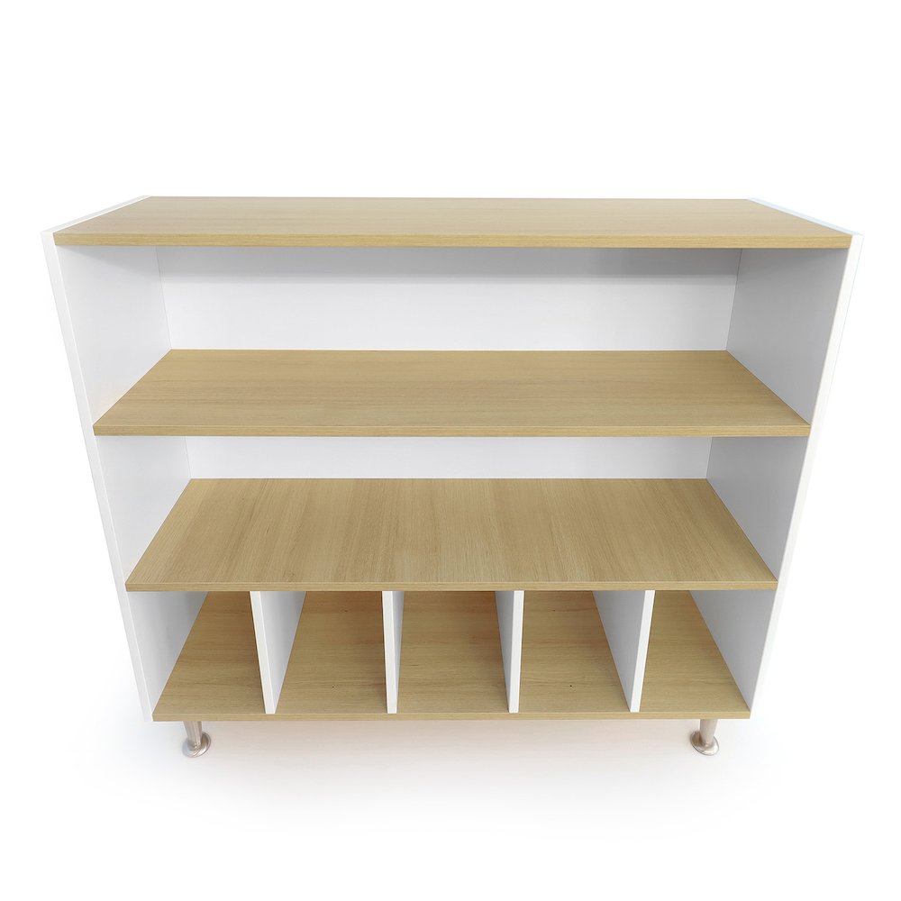 Cubby And Shelf Cabinet in Brown and White Color