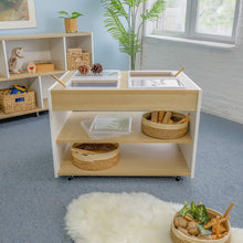 Mobile Sensory Table in Brown and White Color