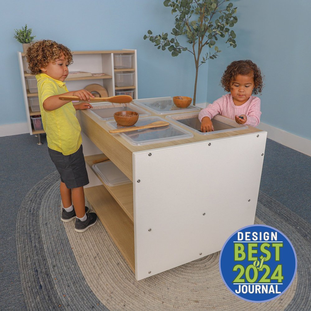 Mobile Sensory Table in Brown and White Color